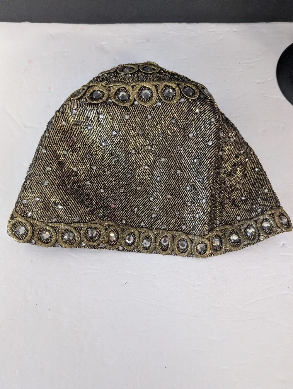 Vintage Adolfo Cloche Hat Incrusted With Rhinestone Sequin Hat - Picture 9 of 9
